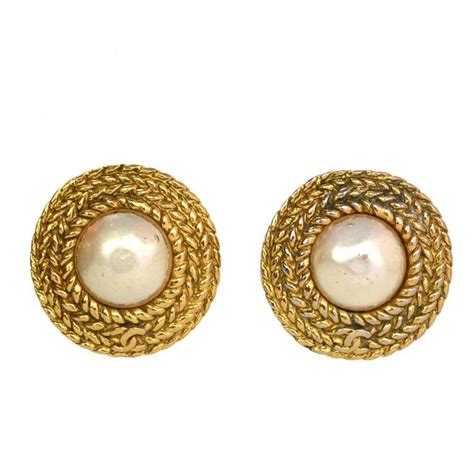 chanel faux pearl clip-on earrings|Chanel pearl earrings vintage.